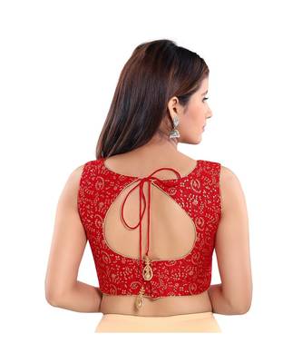 Women's Jacquard Sleeveless Saree Blouse 3