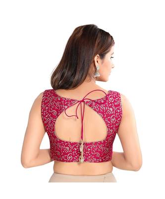 Women's Jacquard Sleeveless Saree Blouse 3