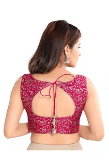 Women's Jacquard Sleeveless Saree Blouse