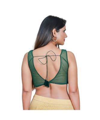 Muhenera Women's Velvet Sleeveless Saree Blouse 3