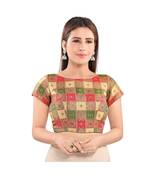 Muhenera Women's Jacquard Elbow Sleeves Saree Blouse