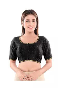 Women's Art Silk Elbow Sleeves Saree Blouse