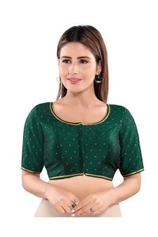 Women's Art Silk Elbow Sleeves Saree Blouse