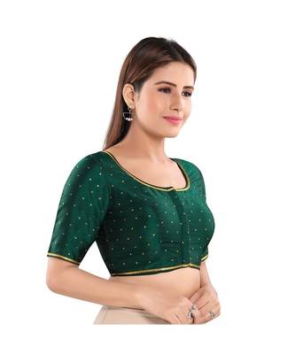 Women's Art Silk Elbow Sleeves Saree Blouse 2