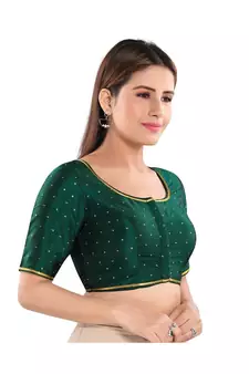 Women's Art Silk Elbow Sleeves Saree Blouse