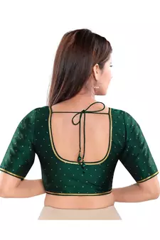 Women's Art Silk Elbow Sleeves Saree Blouse