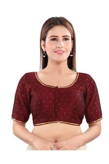 Women's Art Silk Elbow Sleeves Saree Blouse