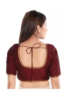 Women's Art Silk Elbow Sleeves Saree Blouse