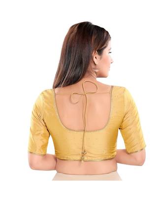 Muhenera Women's Art Silk Elbow Sleeves Saree Blouse 3