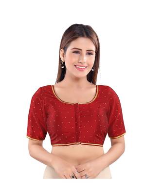 Women's Art Silk Elbow Sleeves Saree Blouse 1