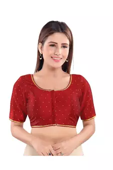 Muhenera Women's Art Silk Elbow Sleeves Saree Blouse