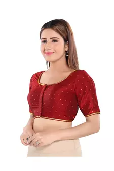 Women's Art Silk Elbow Sleeves Saree Blouse