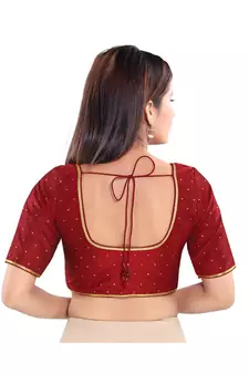 Women's Art Silk Elbow Sleeves Saree Blouse