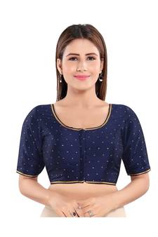 Women's Art Silk Elbow Sleeves Saree Blouse