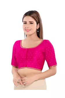 Women's Art Silk Elbow Sleeves Saree Blouse