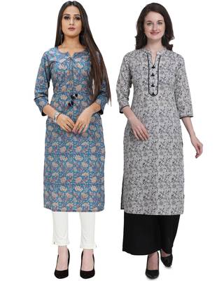 Blue printed cotton ethnic-kurtis 1