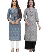 Blue printed cotton ethnic-kurtis