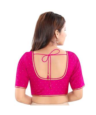 Women's Art Silk Elbow Sleeves Saree Blouse 3