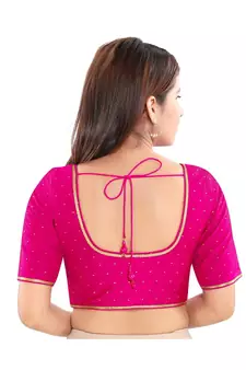 Women's Art Silk Elbow Sleeves Saree Blouse