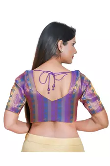 Women's Jacquard Elbow Sleeves Saree Blouse