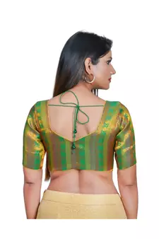 Women's Jacquard Elbow Sleeves Saree Blouse