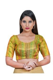 Women's Jacquard Elbow Sleeves Saree Blouse