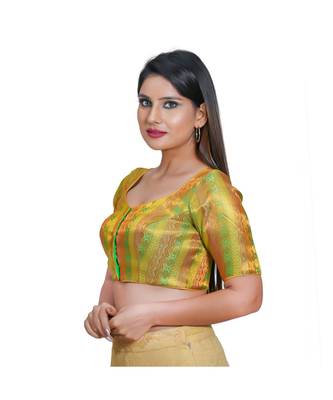 Women's Jacquard Elbow Sleeves Saree Blouse 2