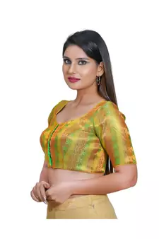 Women's Jacquard Elbow Sleeves Saree Blouse