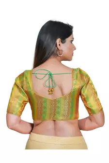 Women's Jacquard Elbow Sleeves Saree Blouse