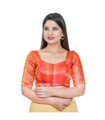 Women's Jacquard Elbow Sleeves Saree Blouse