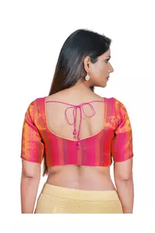 Women's Jacquard Elbow Sleeves Saree Blouse