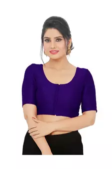 Women's Art Silk Elbow Sleeves Saree Blouse