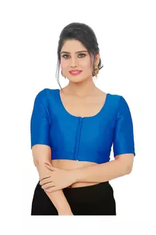Women's Art Silk Elbow Sleeves Saree Blouse