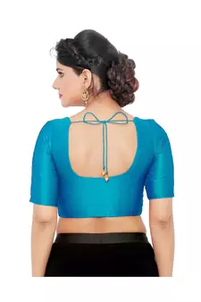 Women's Art Silk Elbow Sleeves Saree Blouse
