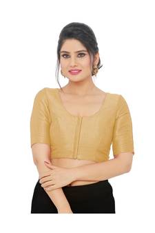Women's Art Silk Elbow Sleeves Saree Blouse