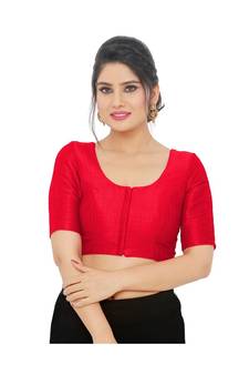 Women's Art Silk Elbow Sleeves Saree Blouse