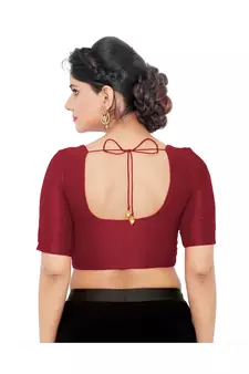 Women's Art Silk Elbow Sleeves Saree Blouse