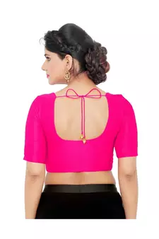 Women's Art Silk Elbow Sleeves Saree Blouse