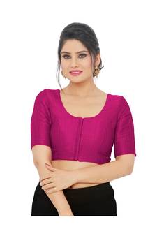 Women's Art Silk Elbow Sleeves Saree Blouse