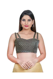 Muhenera Women's Art Silk Sleeveless Saree Blouse