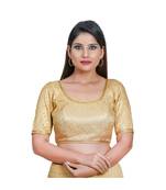 Muhenera Women's Jacquard Elbow Sleeves Saree Blouse
