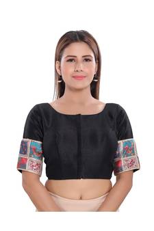 Women's Art Silk Elbow Sleeves Saree Blouse