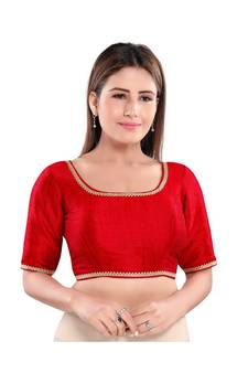 Women's Art Silk Elbow Sleeves Saree Blouse