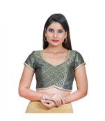 Muhenera Women's Jacquard Short sleeves Saree Blouse