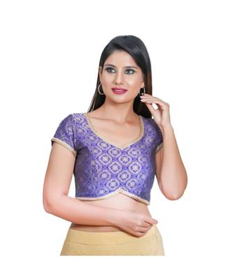 Muhenera Women's Jacquard Short sleeves Saree Blouse 1