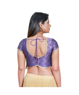 Muhenera Women's Jacquard Short sleeves Saree Blouse 3