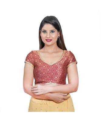 Muhenera Women's Jacquard Short sleeves Saree Blouse 1
