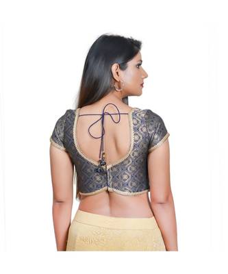 Muhenera Women's Jacquard Short sleeves Saree Blouse 3