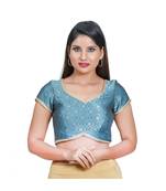 Muhenera Women's Jacquard Short sleeves Saree Blouse