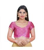 Muhenera Women's Jacquard Short sleeves Saree Blouse